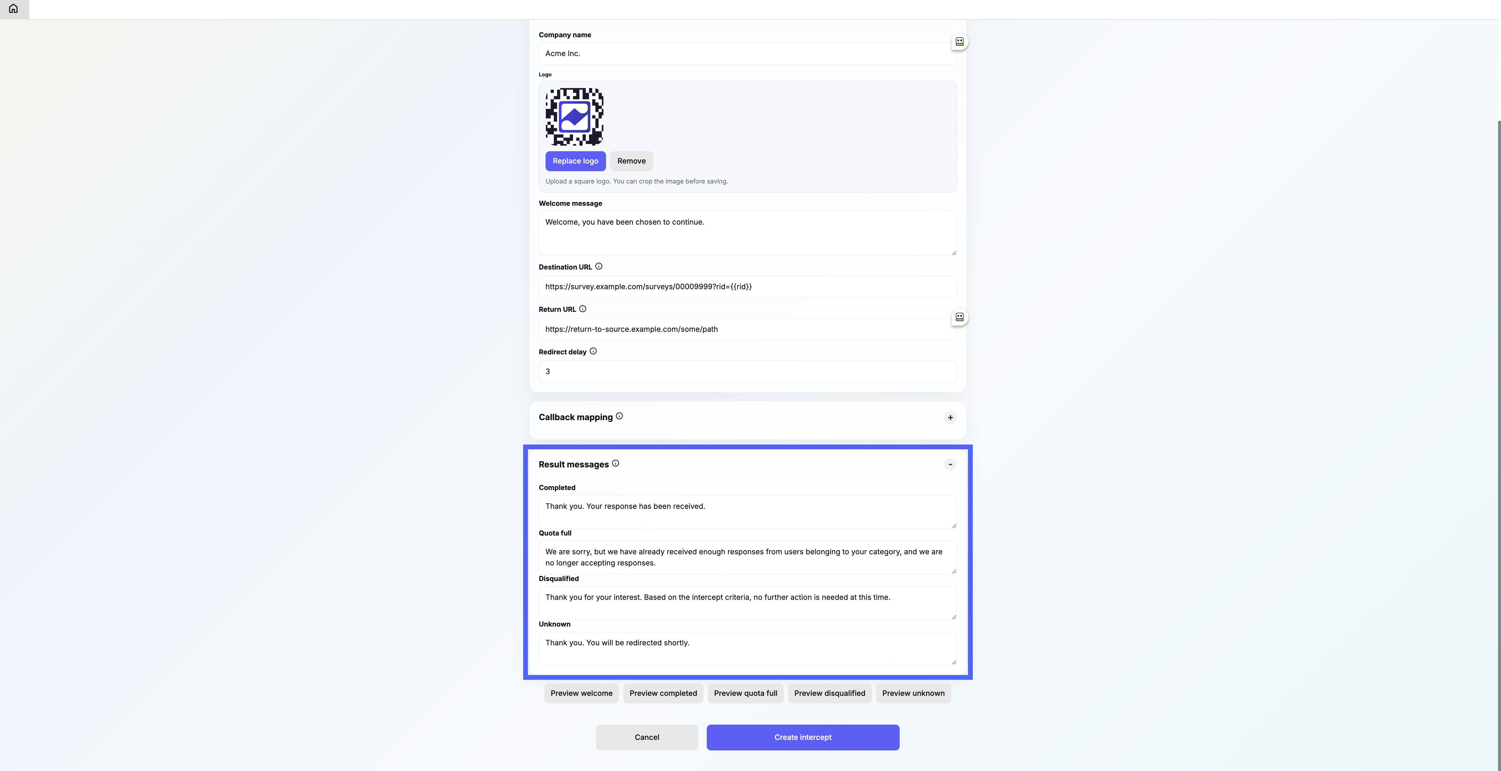 Write respondent messages